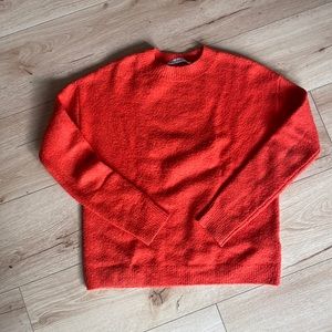 & Other Stories tomato red knit boucle sweater size XS